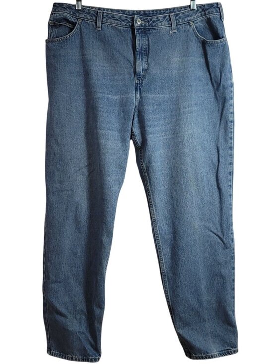 Lands' End Denim - Lands' End Womens Straight Leg Jeans Blue 20W Zip Pockets Cotton Recover Hi Rise